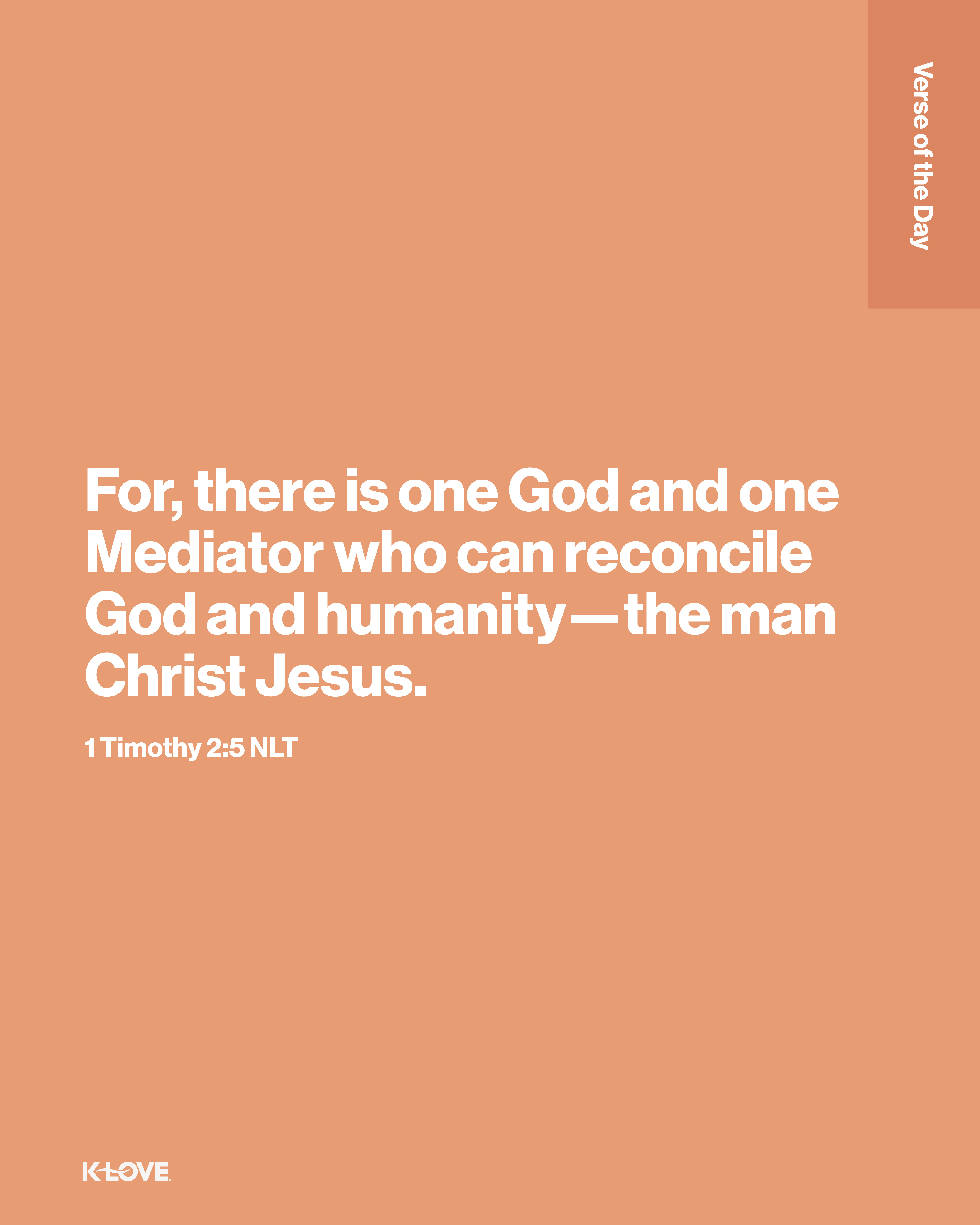 For, there is one God and one Mediator who can reconcile God and humanity—the man Christ Jesus.