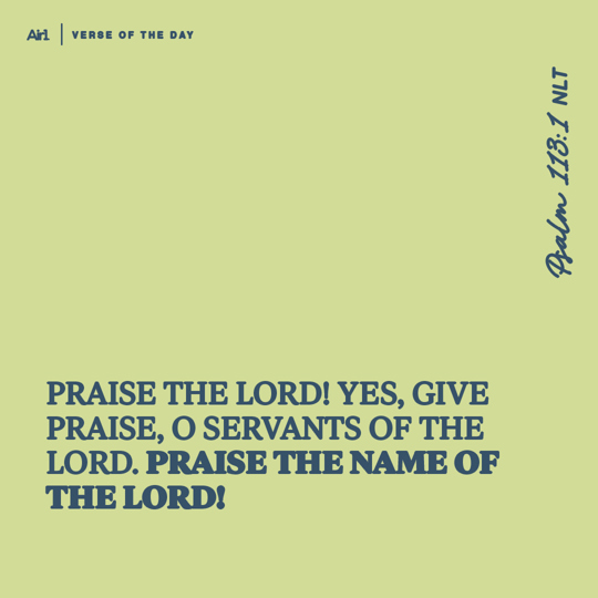 Praise the LORD! Yes, give praise, O servants of the LORD. Praise the name of the LORD!