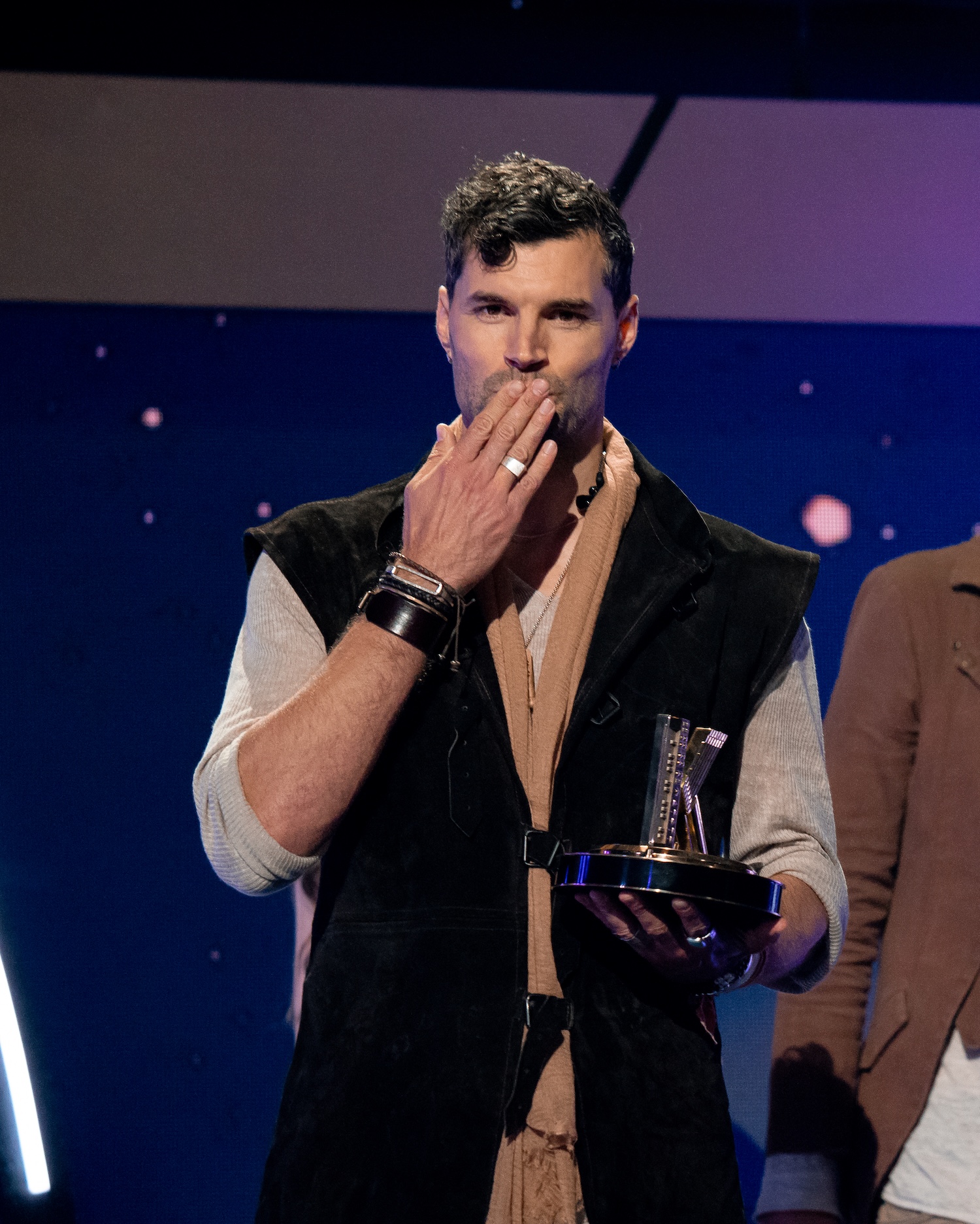 Joel Smallbone of for KING and COUNTRY blows a kiss at the 2022 K-LOVE Fan Awards
