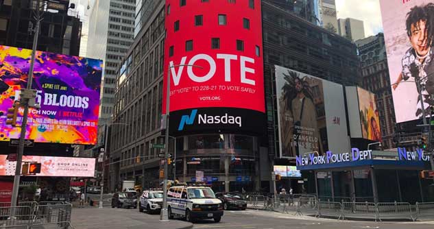 Vote.org billboard on Times Square 2020