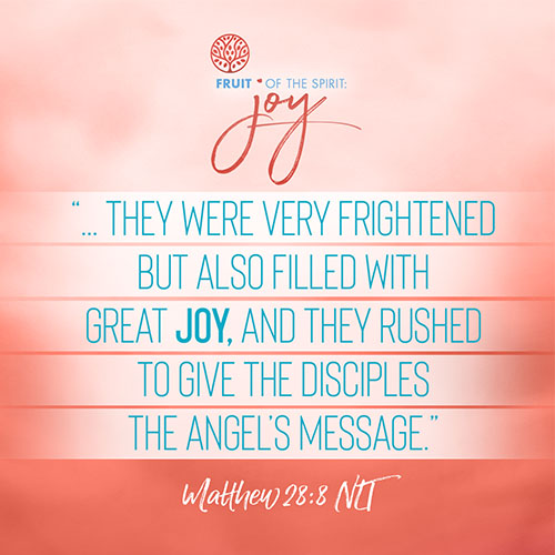 “... They were very frightened but also filled with great joy, and they rushed to give the disciples the angel’s message.”  - Matthew 28:8 (NLT) 