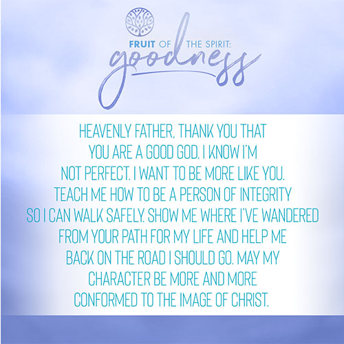 Heavenly Father, thank you that you are a good God. I know I’m not perfect. I want to be more like you. Teach me how to be a person of integrity so I can walk safely. Show me where I’ve wondered from your path for my life and help me back on the road I should go. May my character be more and more conformed to the image of Christ.