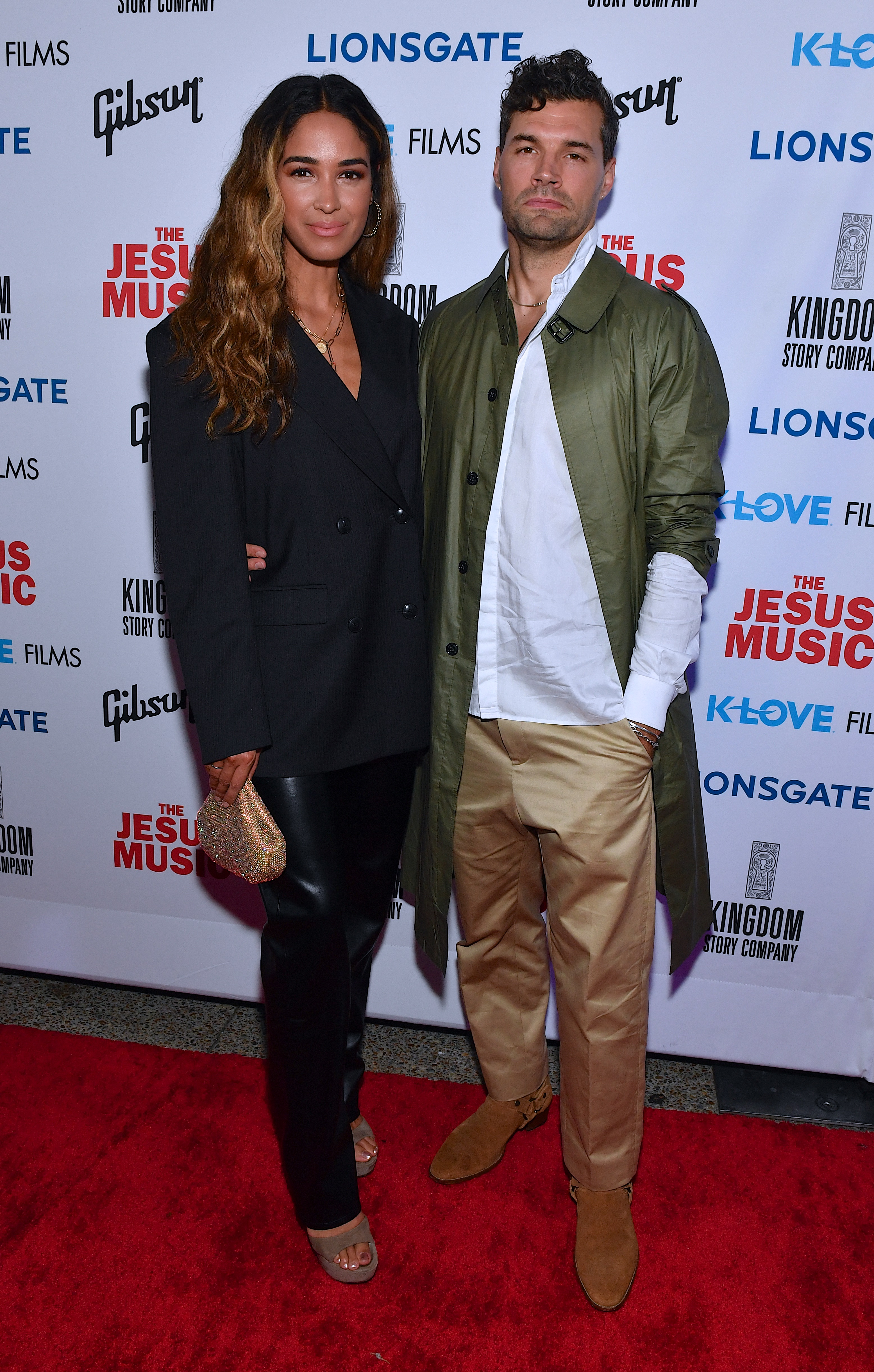 Luke Smallbone (R) and wife Moriah Peters arrive at the premiere of Lionsgate