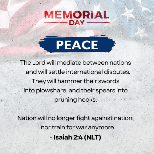 Memorial Day is a day to seek peace