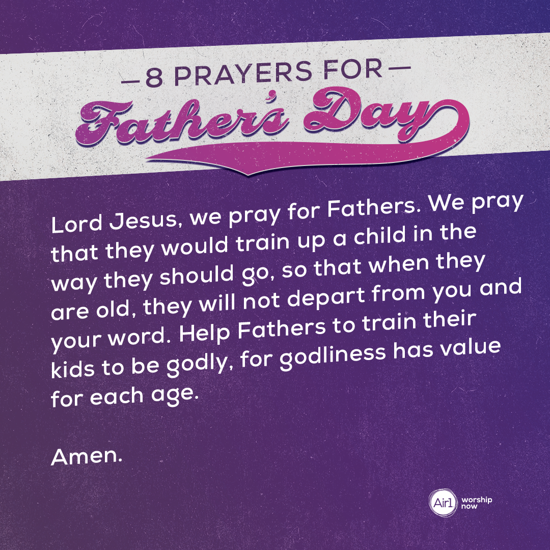 Lord Jesus, we pray for Fathers. We pray that they would train up a child in the way they should go, so that when they are old, they will not depart from you and your word. Help Fathers to train their kids to be godly, for godliness has value for each age. Amen.