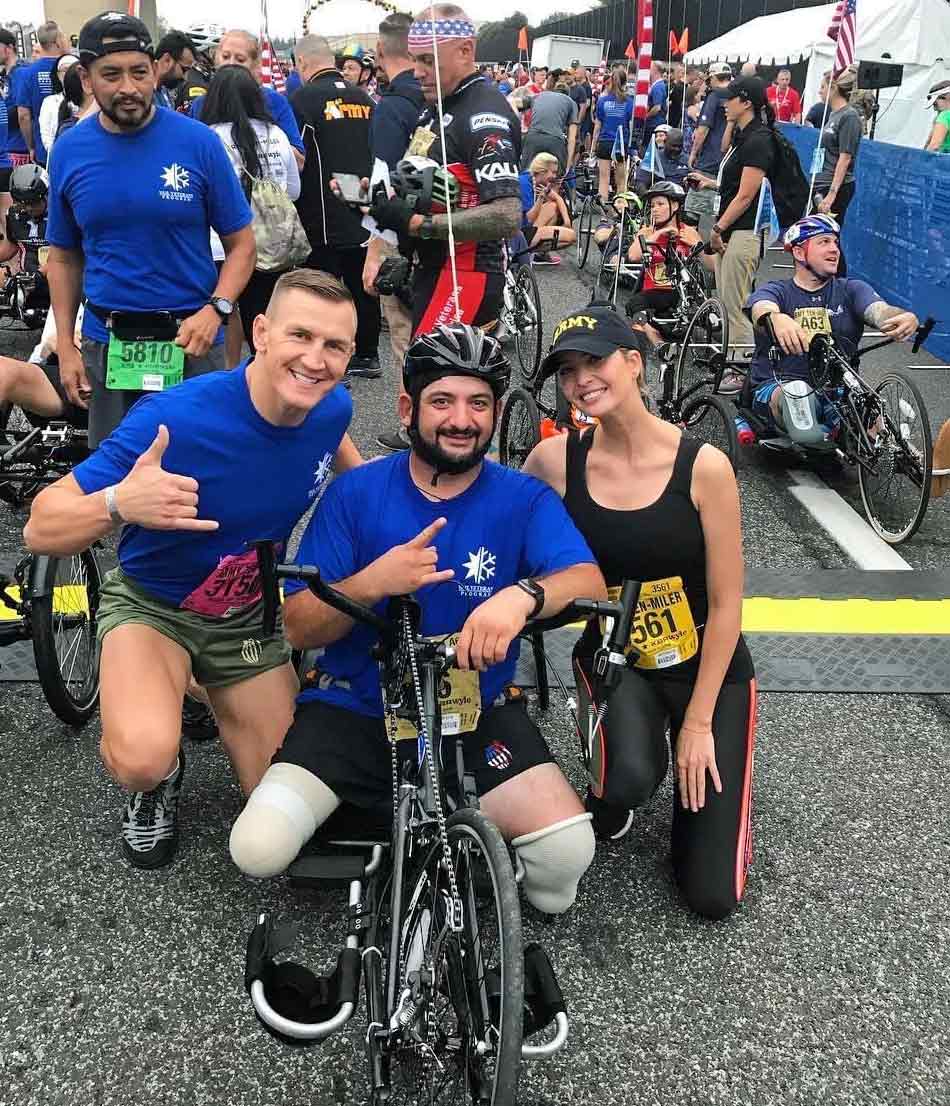 Disabled vet double amputee at a sport cycling event