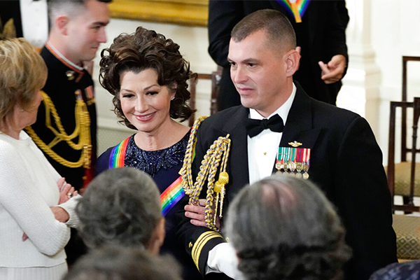 Amy Grant leaves after attending the Kennedy Center honorees reception at the White House.