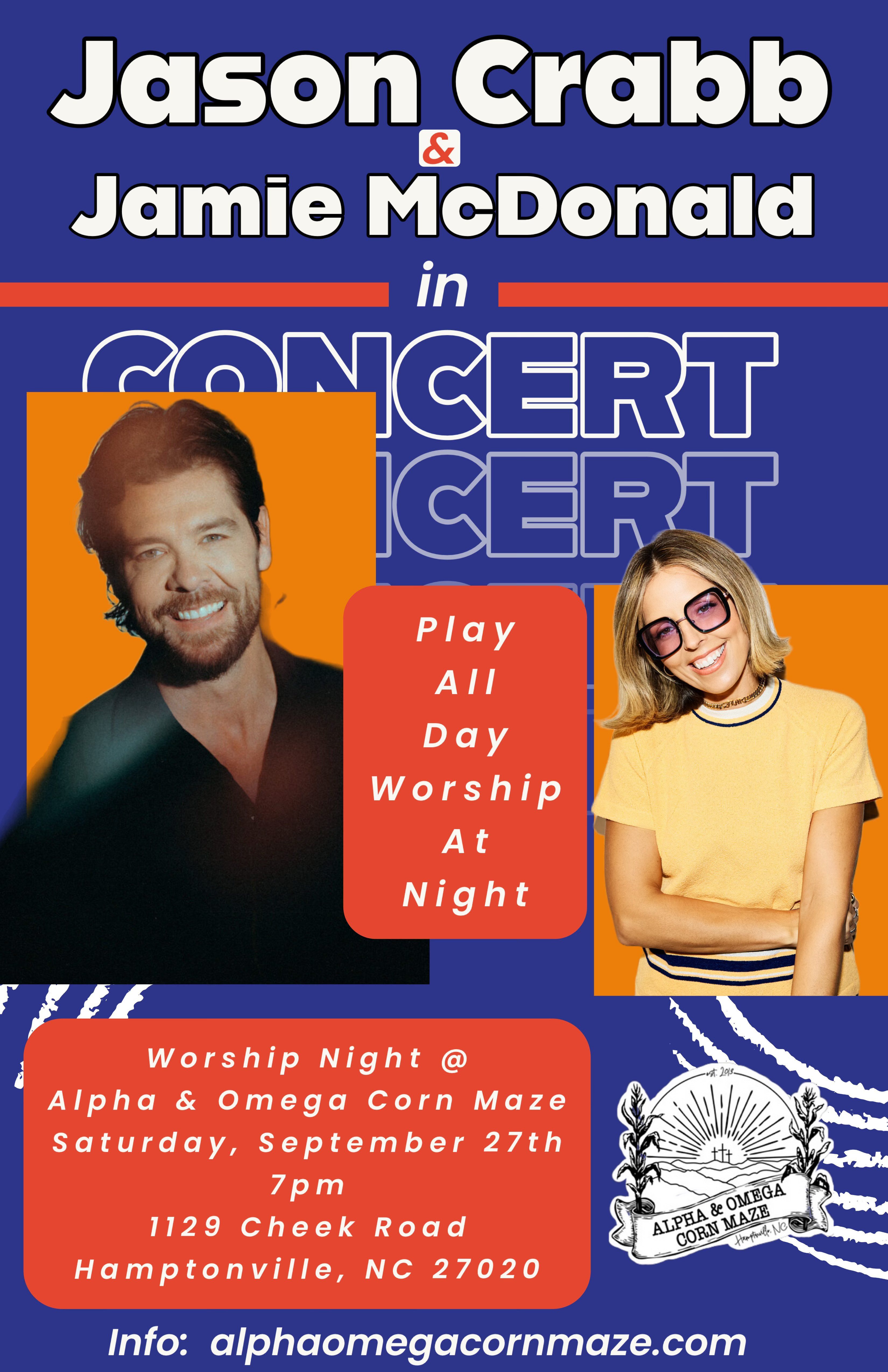 Worship Night at Alpha & Omega Corn Maze with Jason Crabb & Jamie McDonald