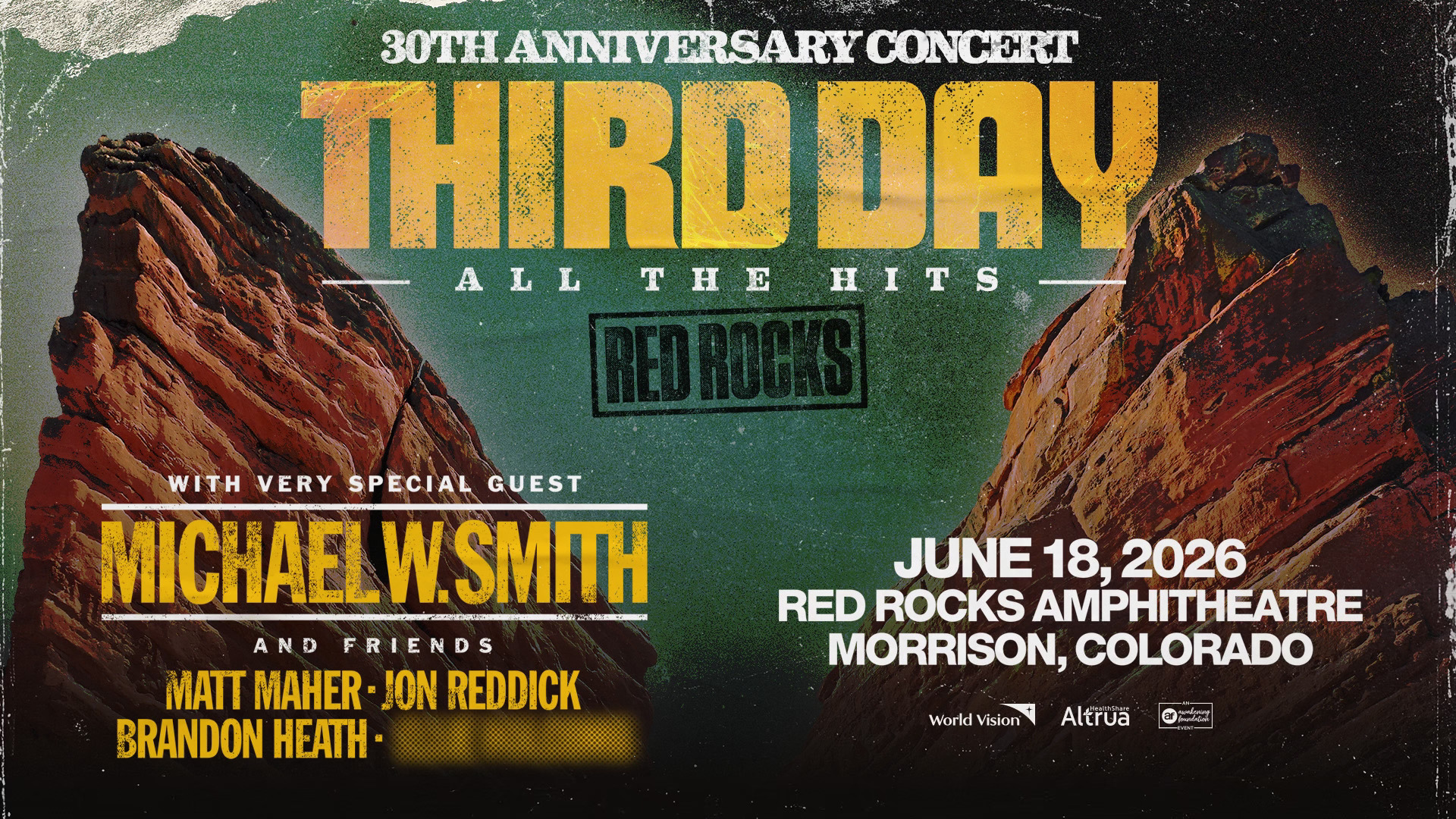 THIRD DAY at Red Rocks with very special guest Michael W. Smith plus Matt Maher, Jon Reddick and more