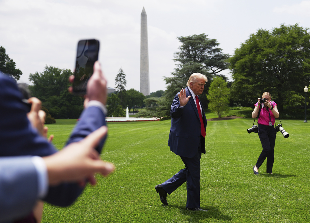 President Donald Trump arrives on the South Lawn of the White House
