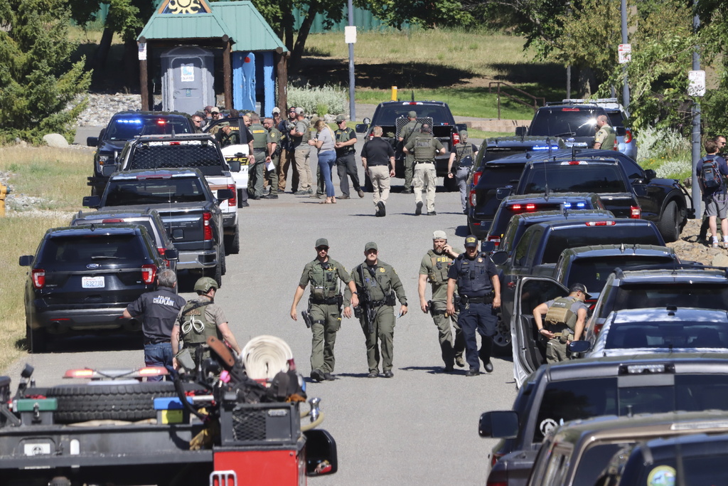 Law enforcement and emergency responders at Cherry Hill Park, Idaho