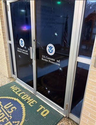 Bullet holes at ICE office