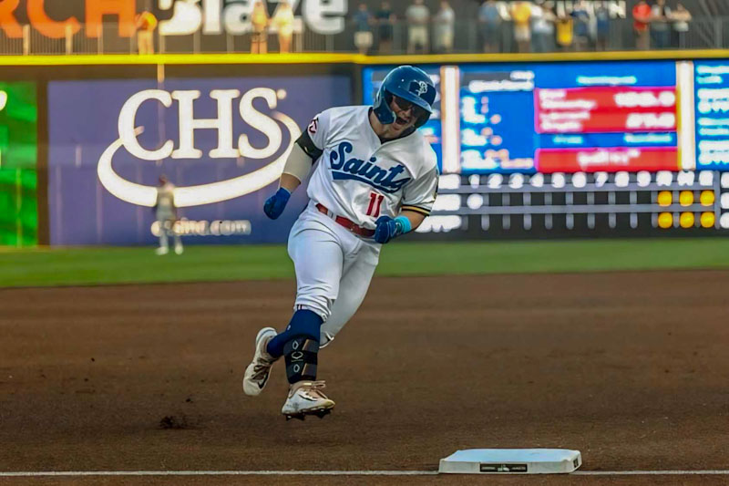 Eeles touching third base.