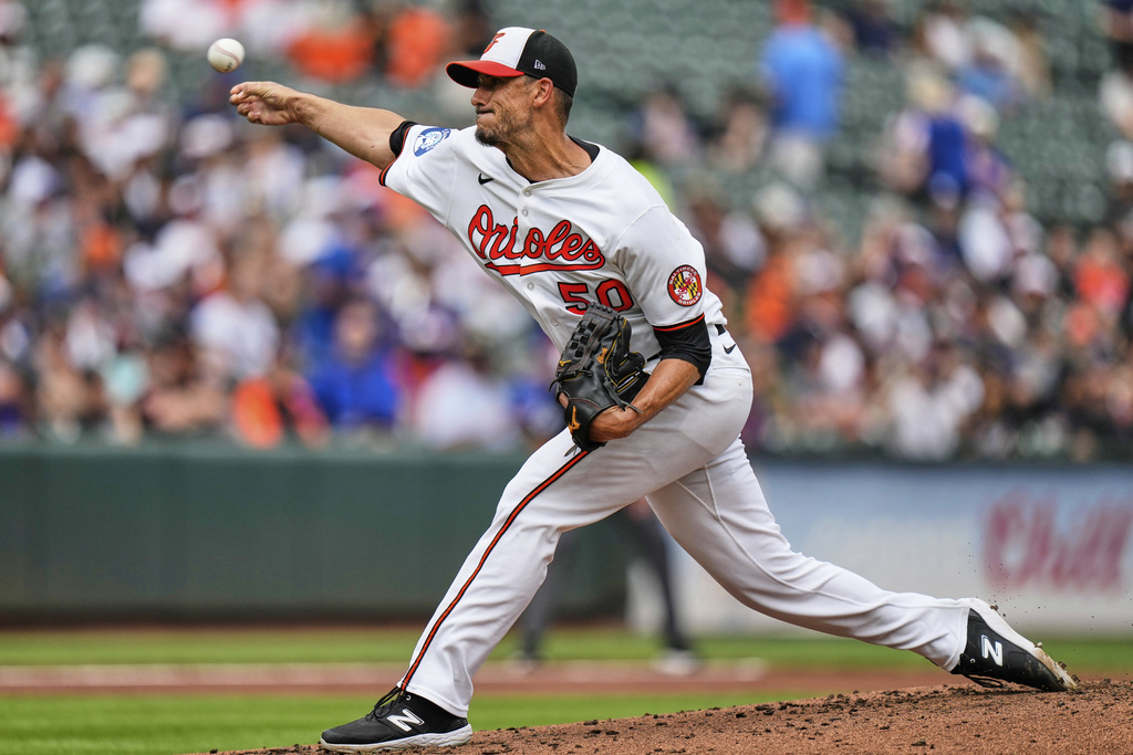 Baltimore Orioles starting pitcher Charlie Morton (50)