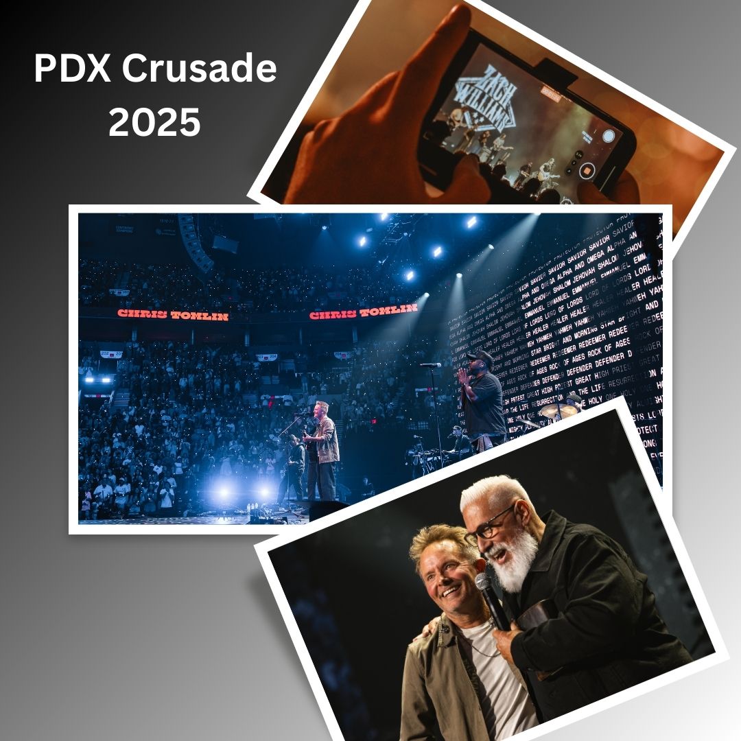 PDX Crusade 2025 Artists Zach Williams and Chris Tomlin along with Pastor Brett Meador