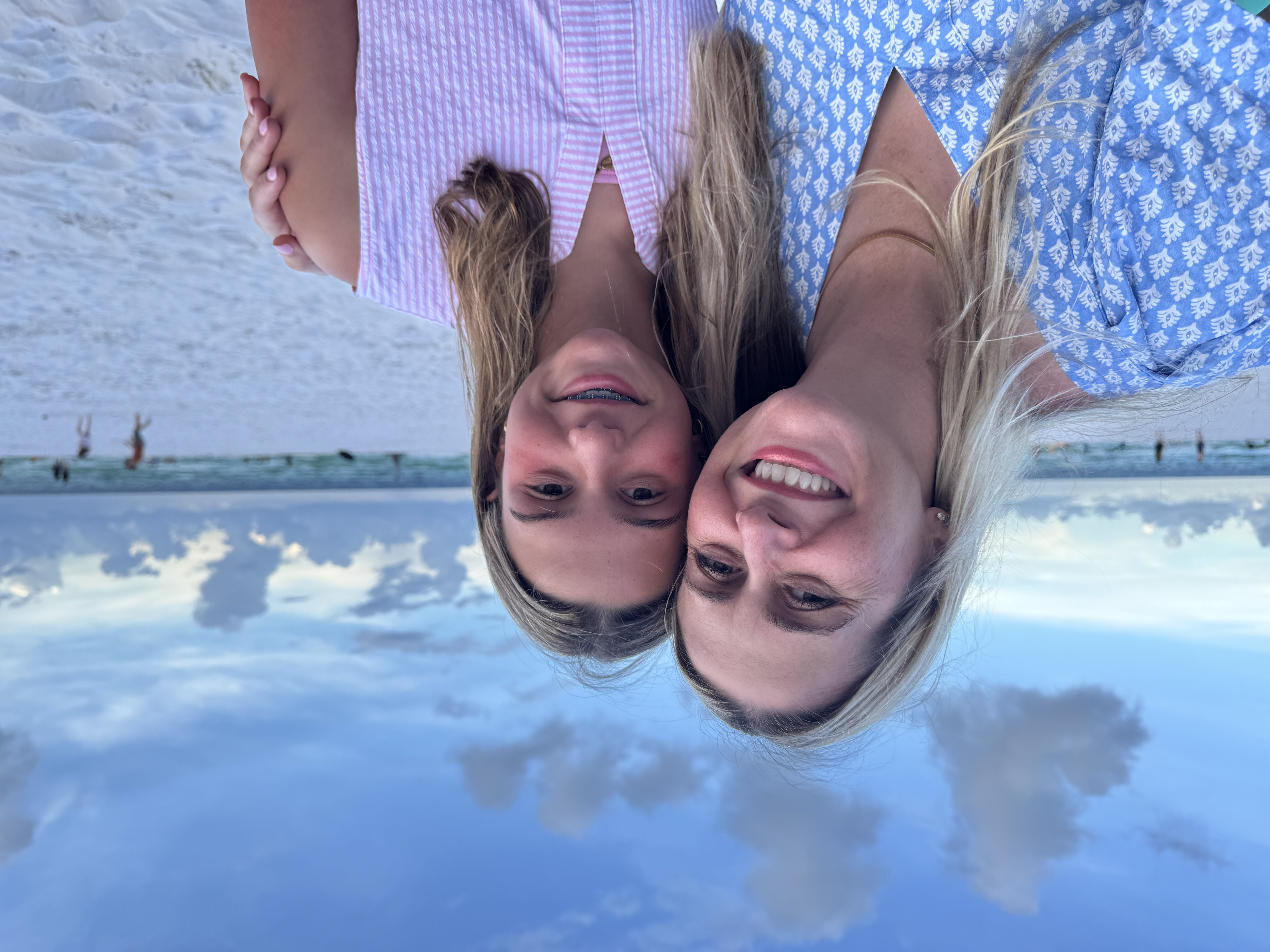 Mom Lacey with daughter Skyler on the beach