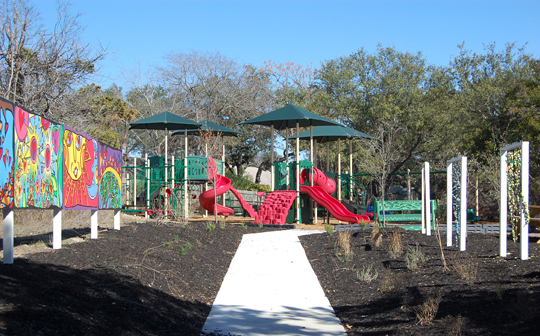 Vibrantly painted mural and playground in San Antonio TX