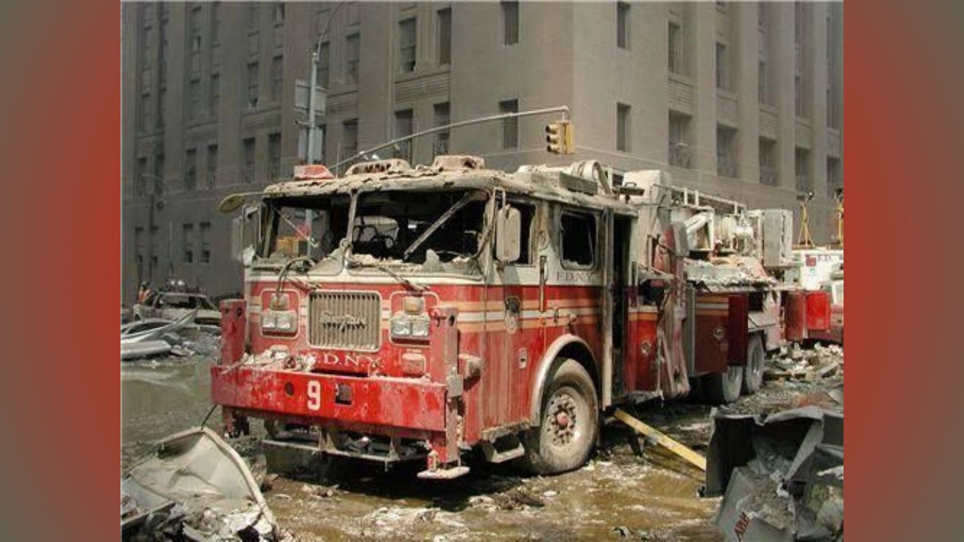 9-11 Ground Zero damaged firetruck