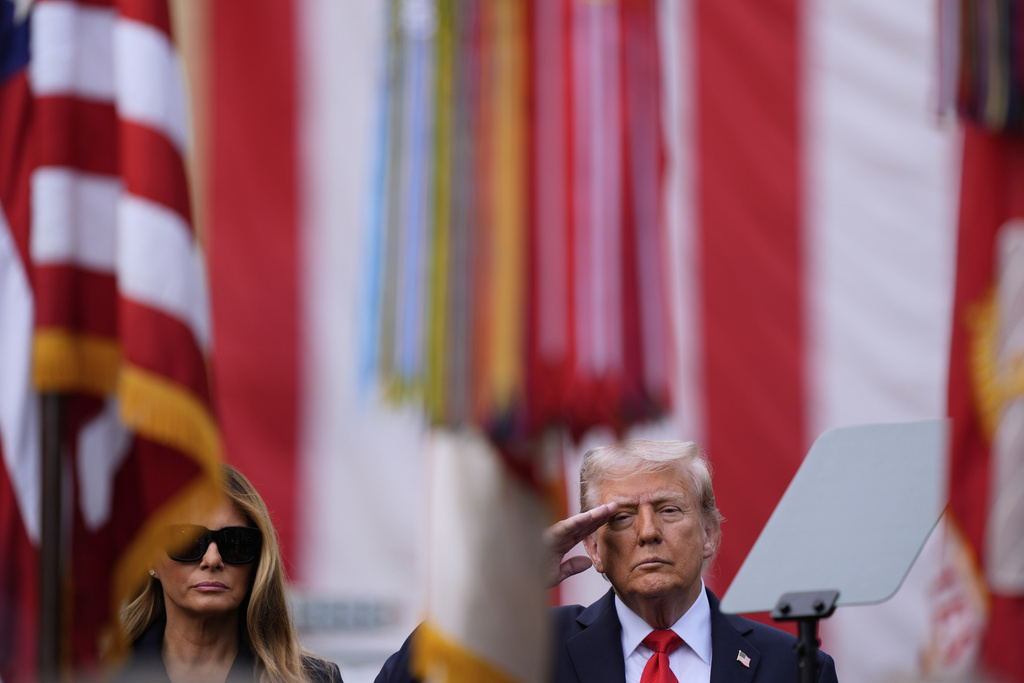 President Donald Trump and first lady Melania Trump attend a ceremony at the Pentagon to commemorate the 24rd anniversary of the 9/11 attacks