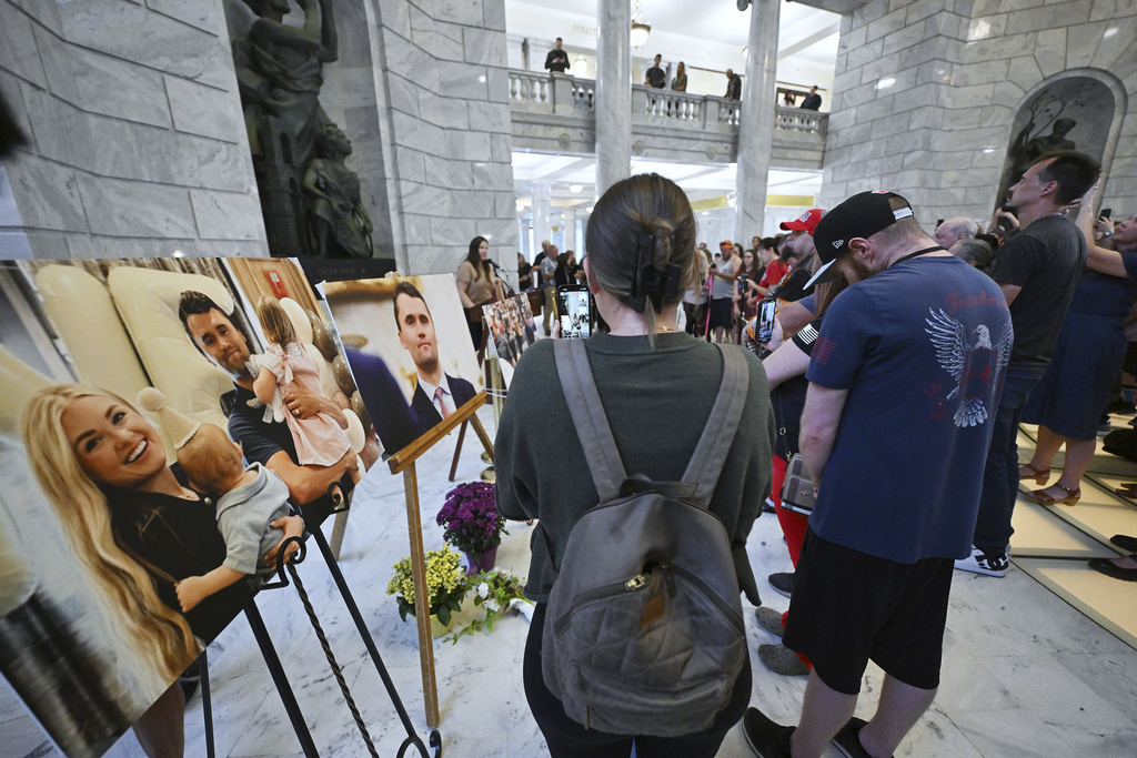 Members of the community gather at the Capitol in Salt Lake City to honor Charlie Kirk 