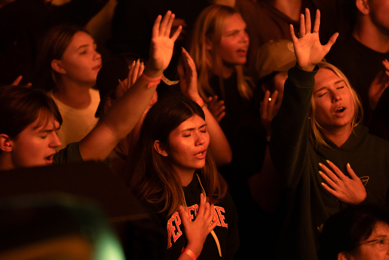 Gen Z students worship