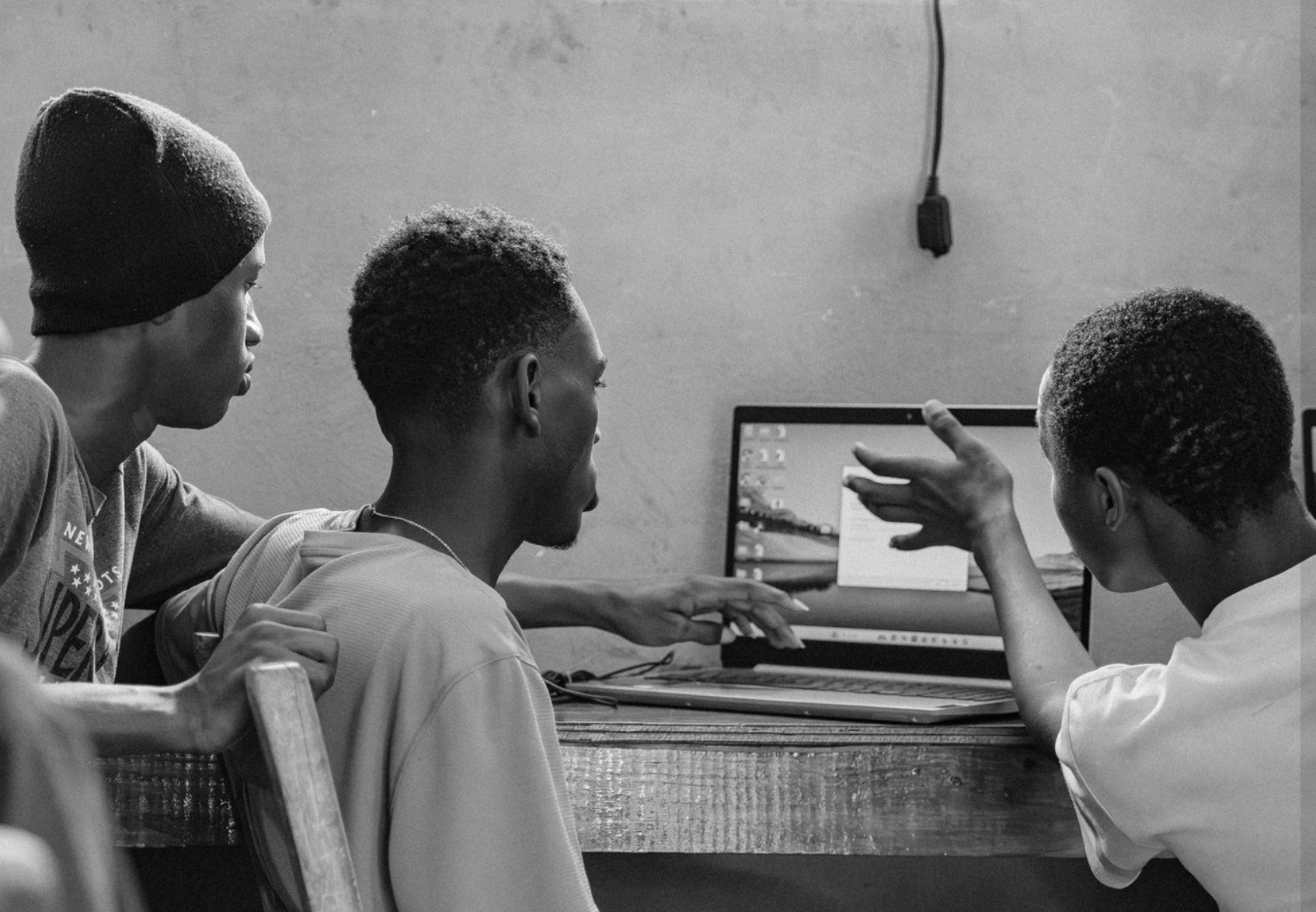 Students around a computer