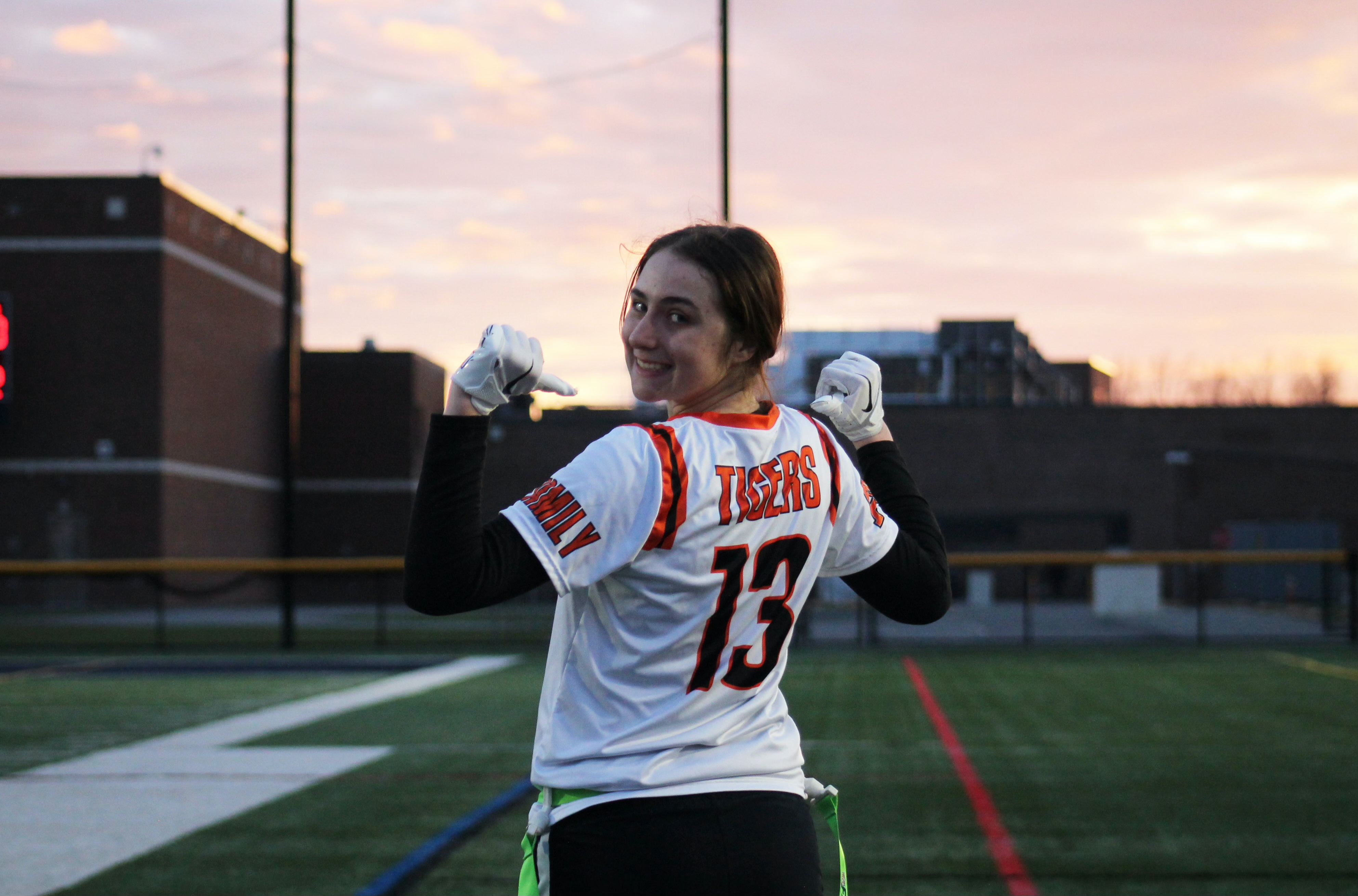 Viv Kuliecza playing flag football