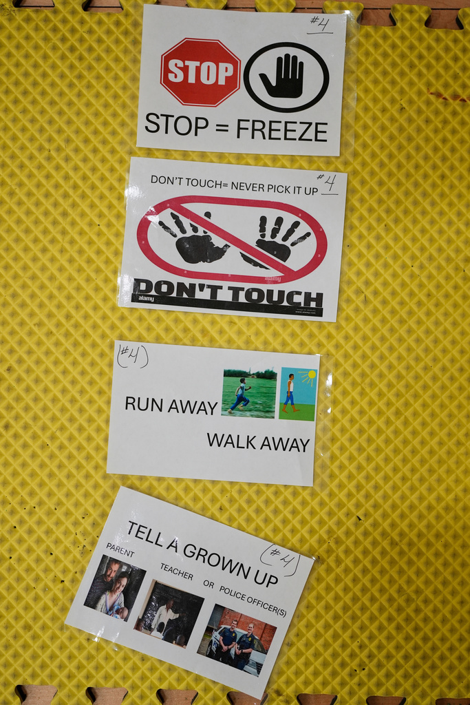 Instructions for what students should do when they encounter a firearm is seen during a gun safety lesson 