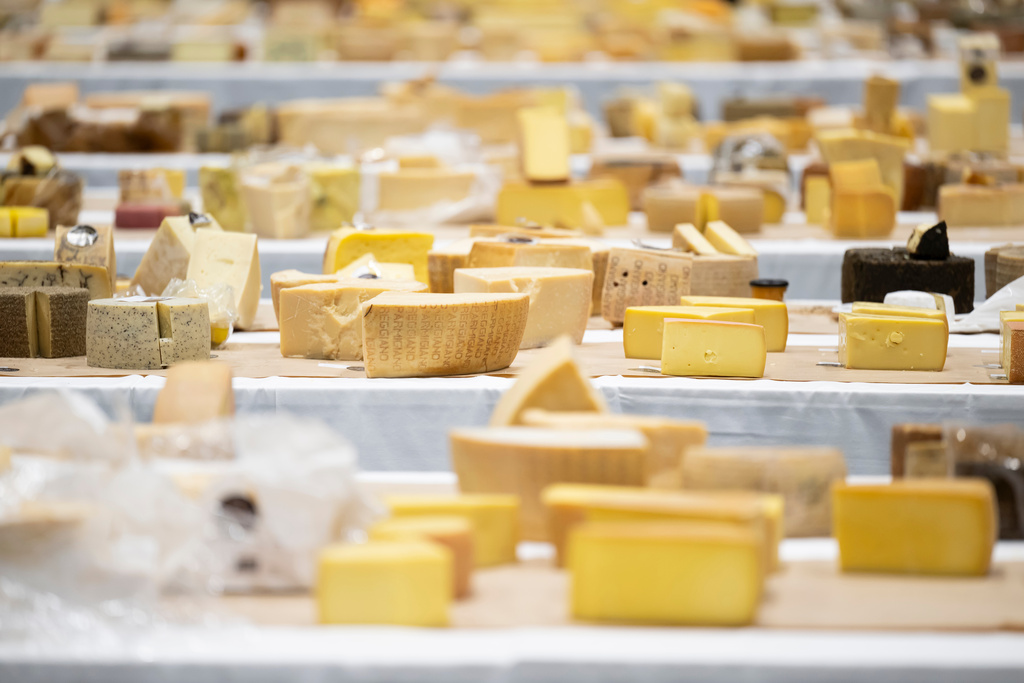 Cheeses from different countries pictured during the 37th World Cheese Awards