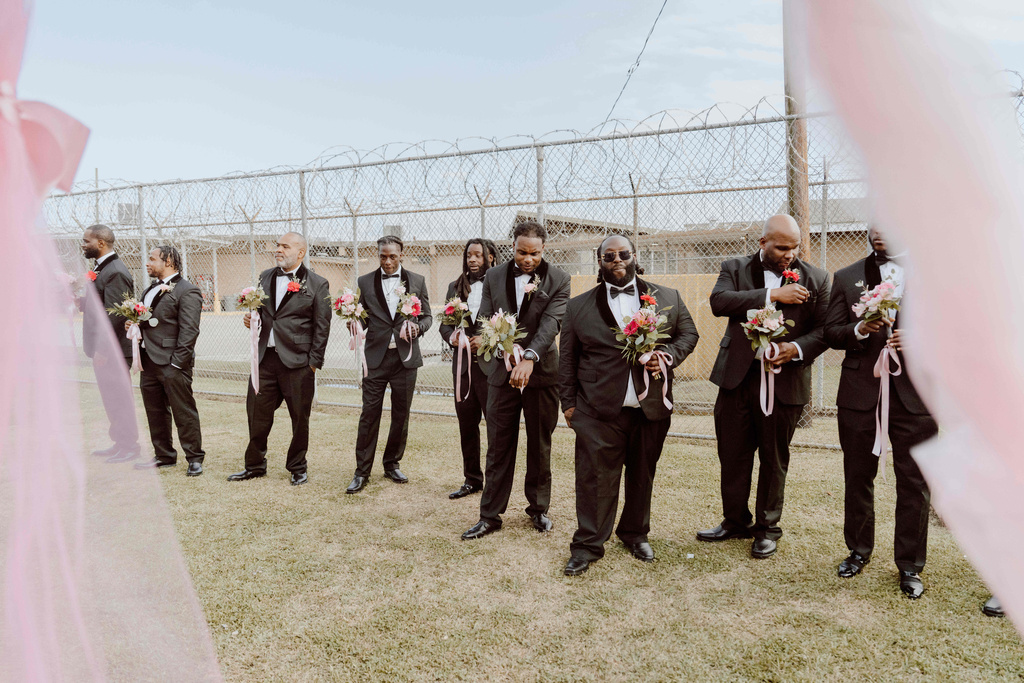 Prisoners at the Louisiana State Penitentiary before a father-daughter dance held inside the lockup