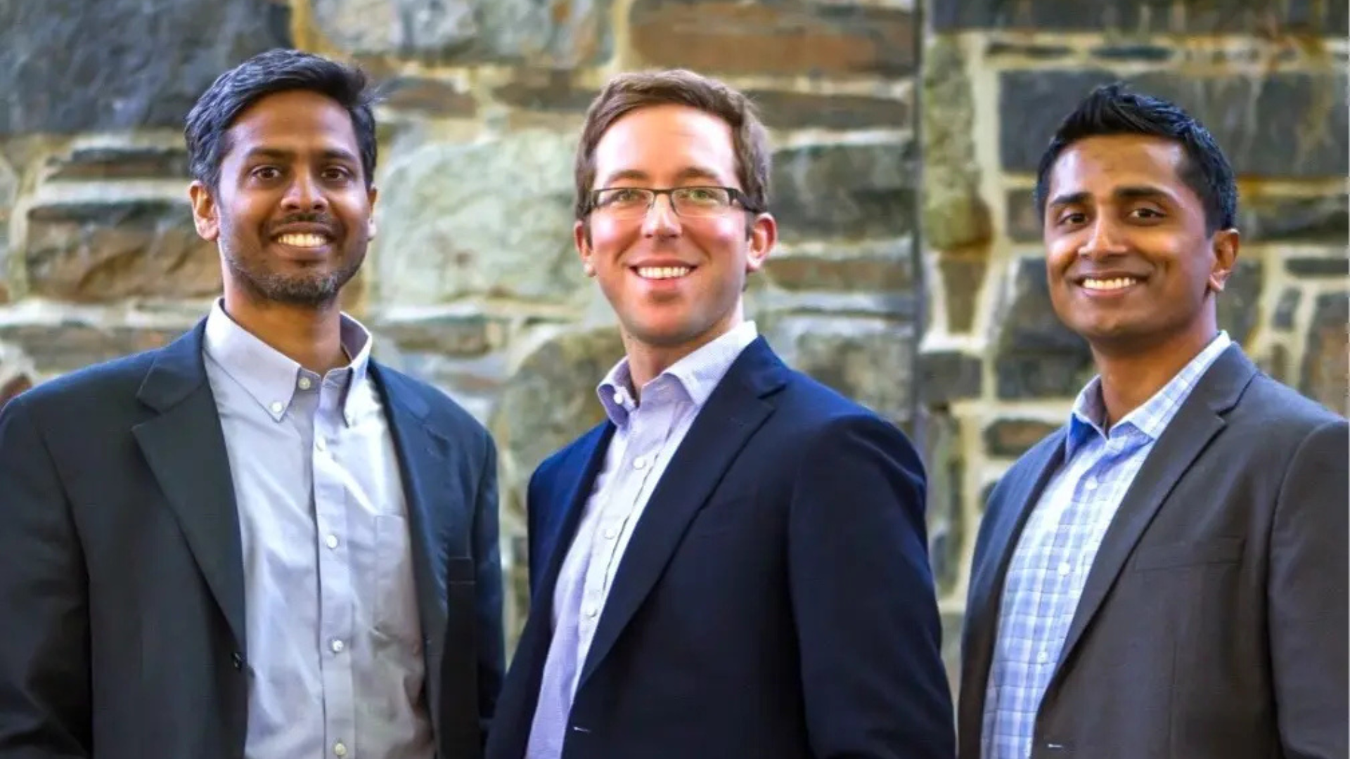 Finny Kuruvilla (left), Jason Mhyre (center), and Robin John (right), the three founders of Eventide Investments.