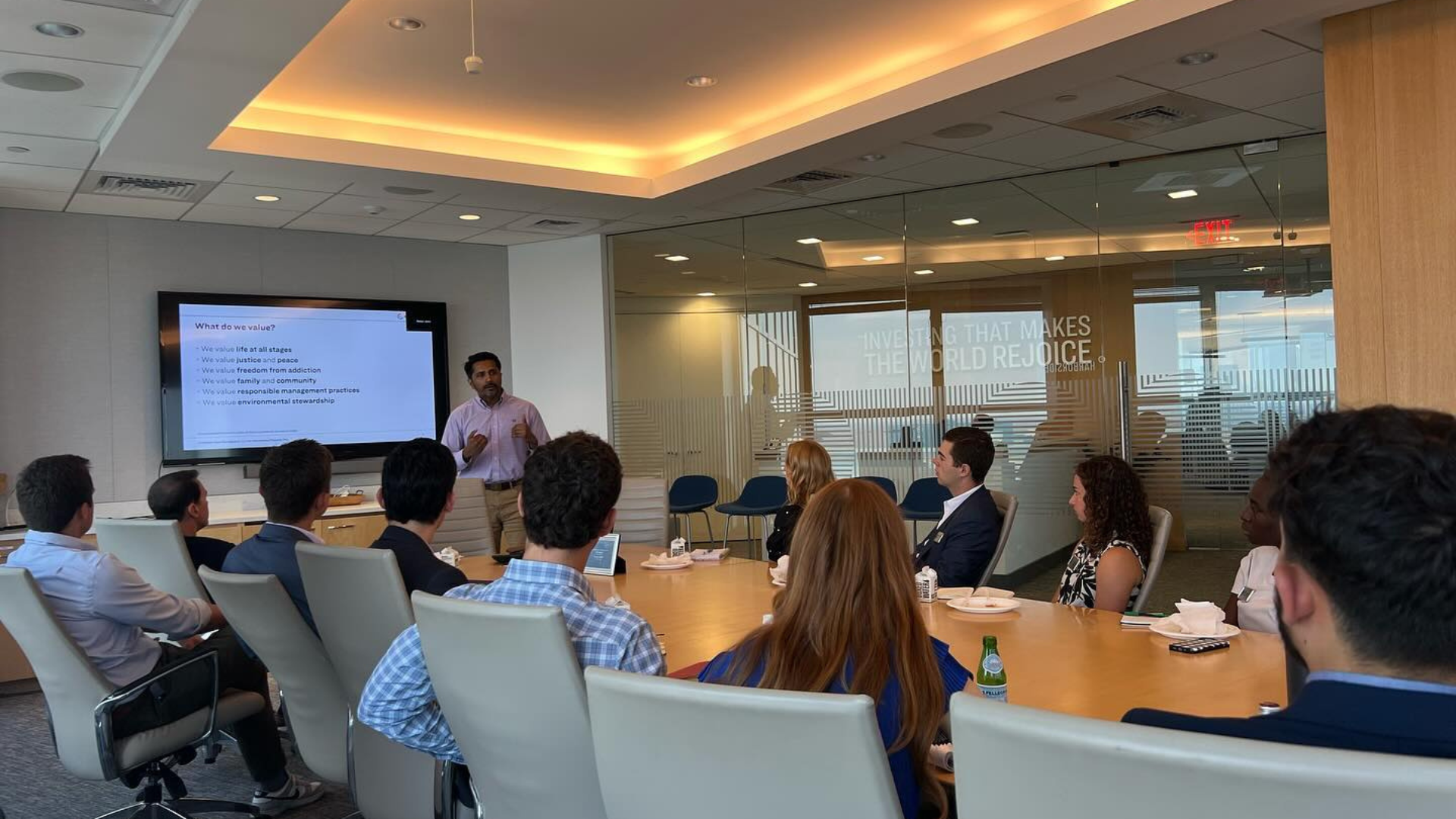 Robin John speaks to Eventide team members.