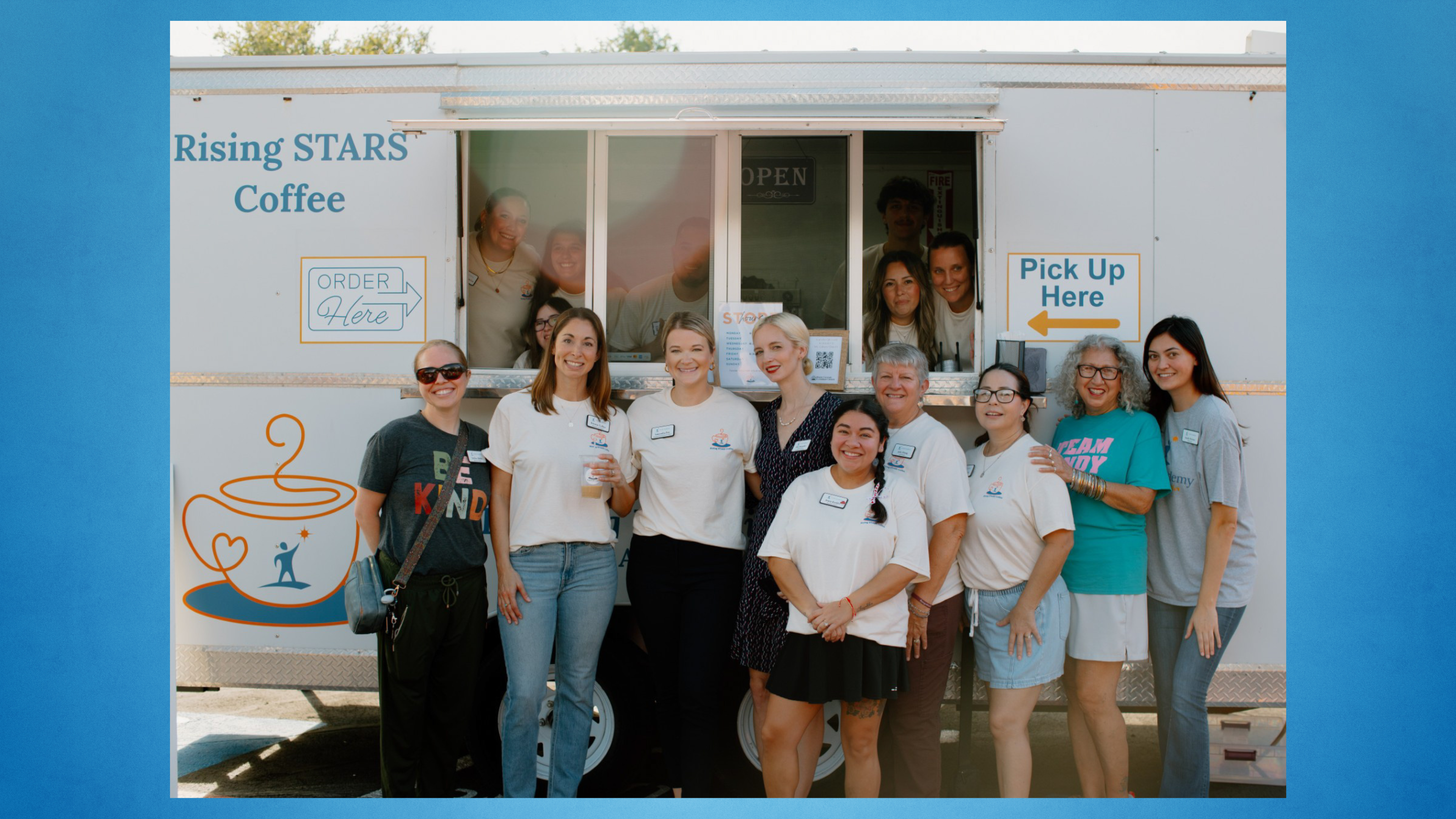 SA Life Academy Stars and Organizers Pose For A Photo In Front Of A Coffee Truck