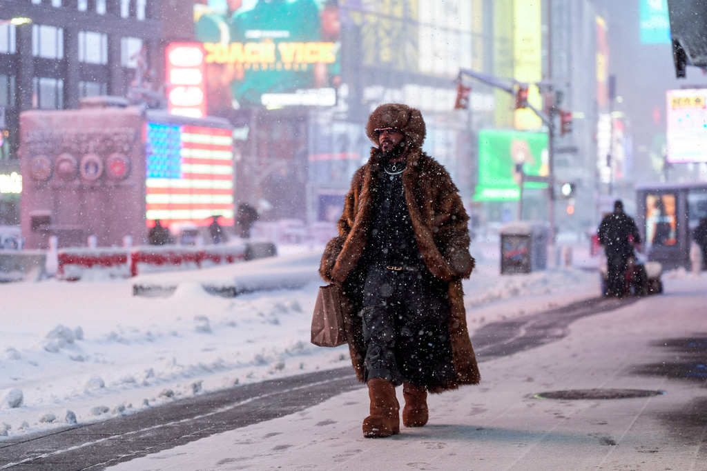 Times Square during a snow storm