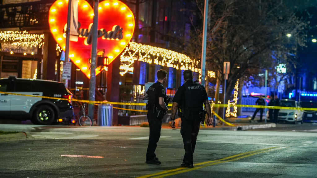 Police officers guard the scene in Austin, Texas Buford