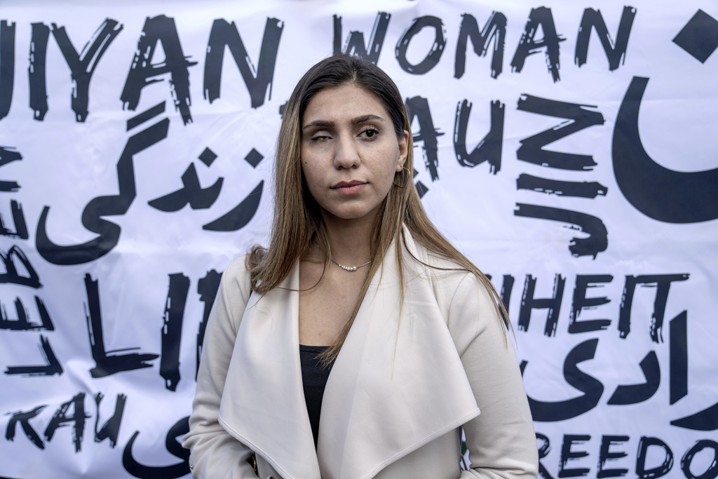 Kowsar Eftekhari, who was blinded in the right eye during a protest in Iran 