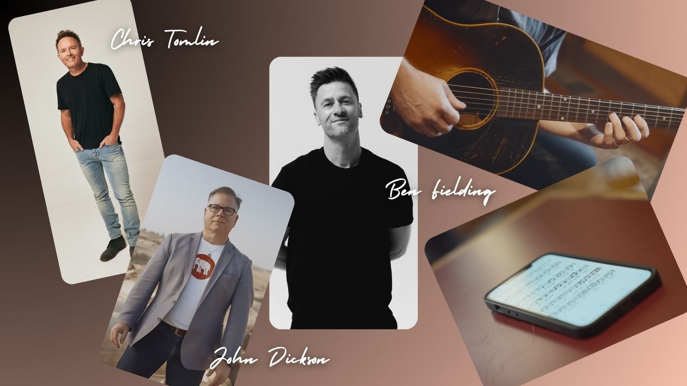 Chris Tomlin and Ben Fielding, songwriters, with John Dickson, theologian and historian behind The First Hymn