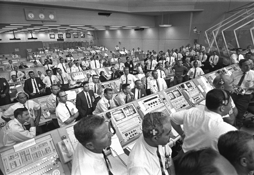The launch of Apollo 11 from the launch firing room, July 16, 1969, in Cape Canaveral, Fla. 