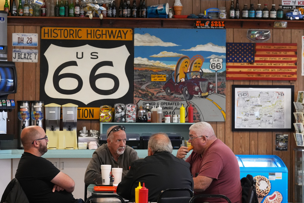 Customers at Cozy Dog Drive In have lunch in Springfield, Ill.