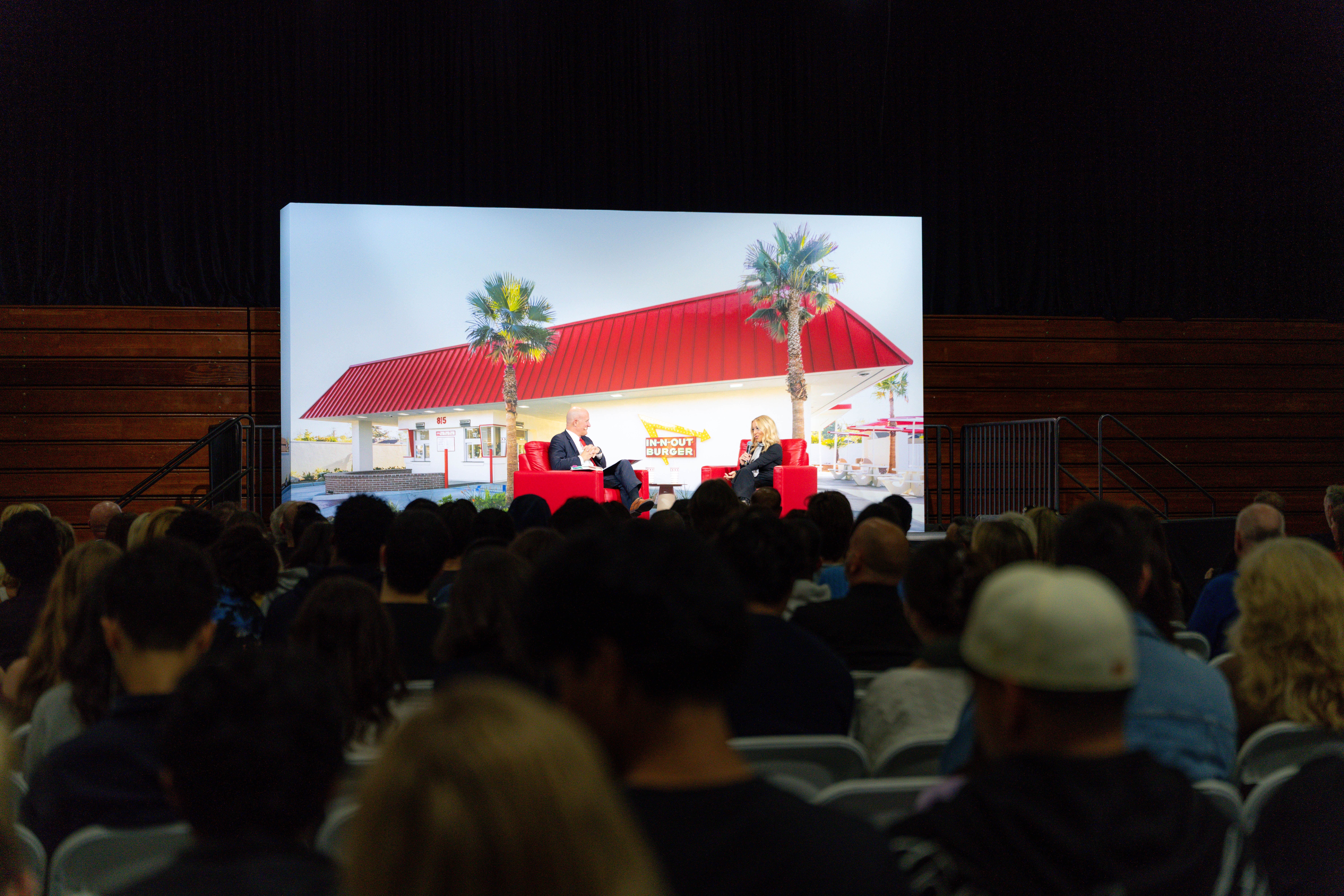 Pepperdine University President Jim Gash with Lynsi Snyder-Ellingson, president and owner of In-N-Out Burger