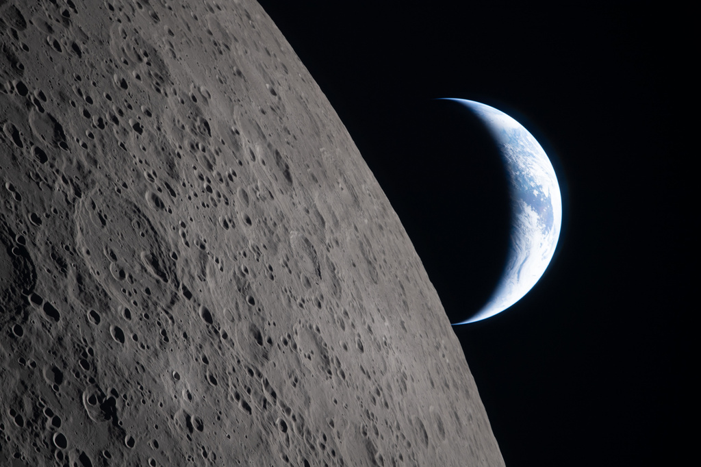 moon and earth in background