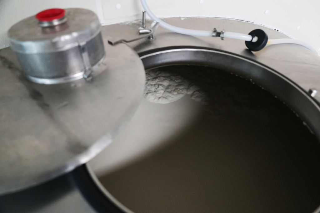 Raw milk sits in a tank before being eventually pasteurized at Ronnybrook Farm in Ancramdale, N.Y.