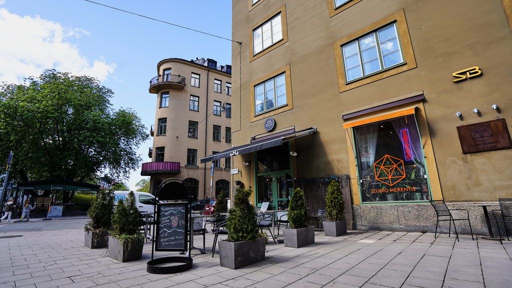 Entrance of the Andon Café at the Vasastan neighborhood in Stockholm, Sweden