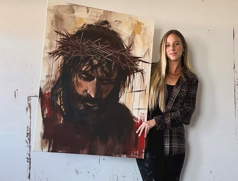  Erica Arndts with Jesus Christ painting