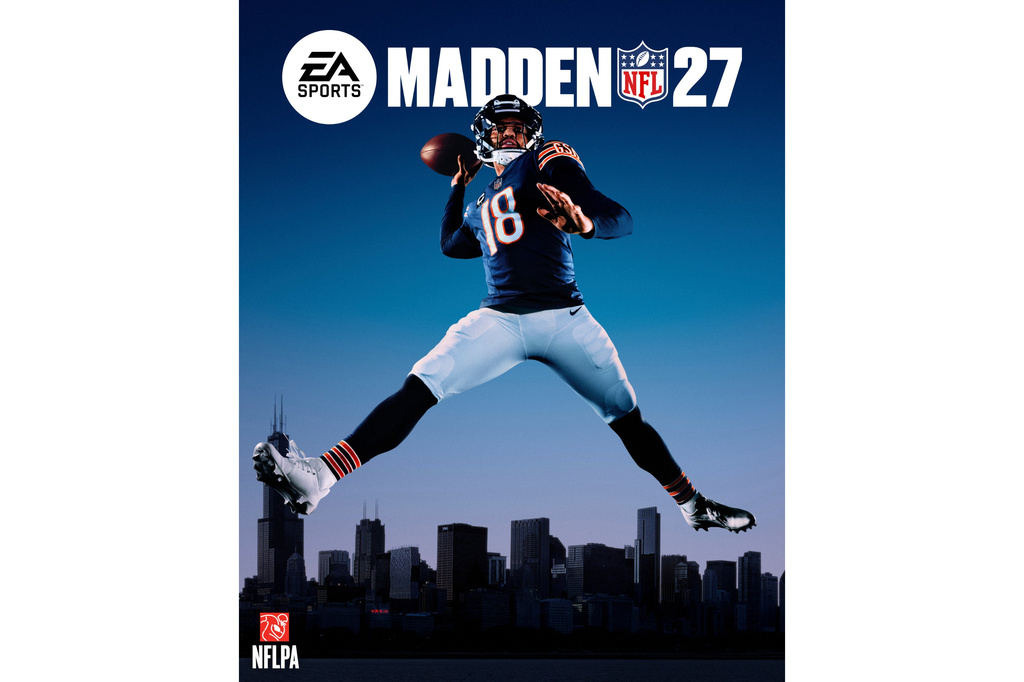 Williams' Jump-Throw Pose For Madden NFL 27 Cover