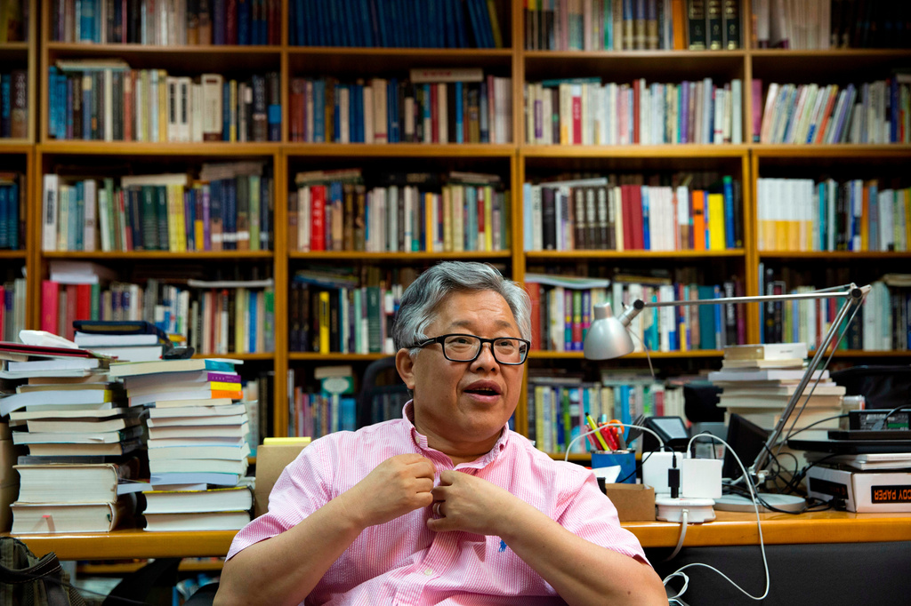 Pastor Ezra Jin Mingri speaks during an interview at the Zion Church in Beijing, China, Wednesday, Aug. 1, 2018