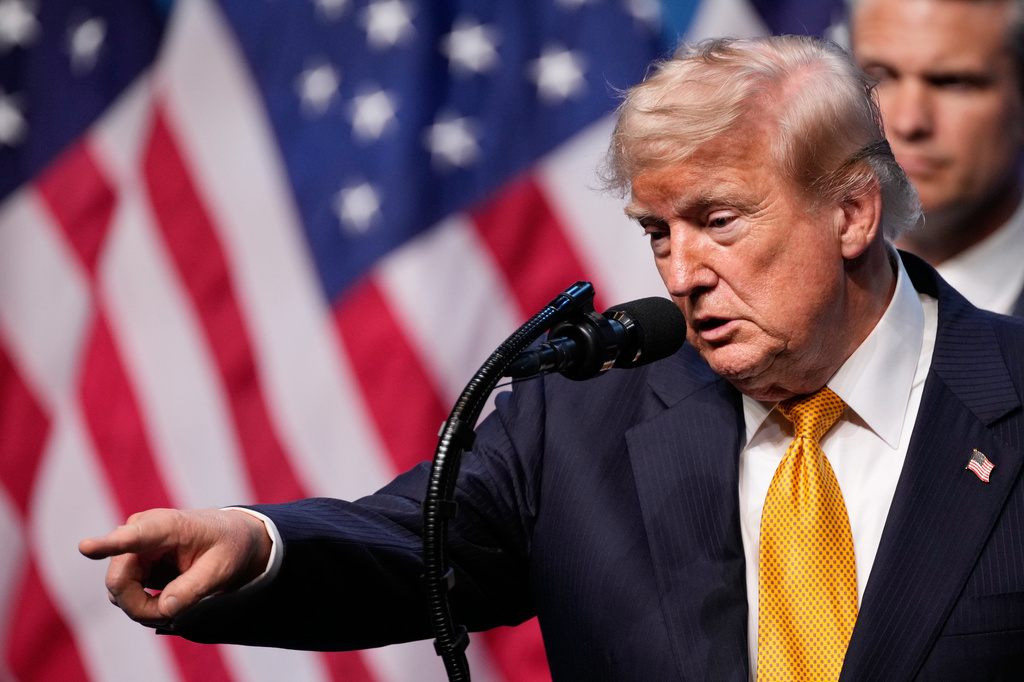 President Donald Trump speaks during a media conference at the NATO summit in Ankara, Turkey