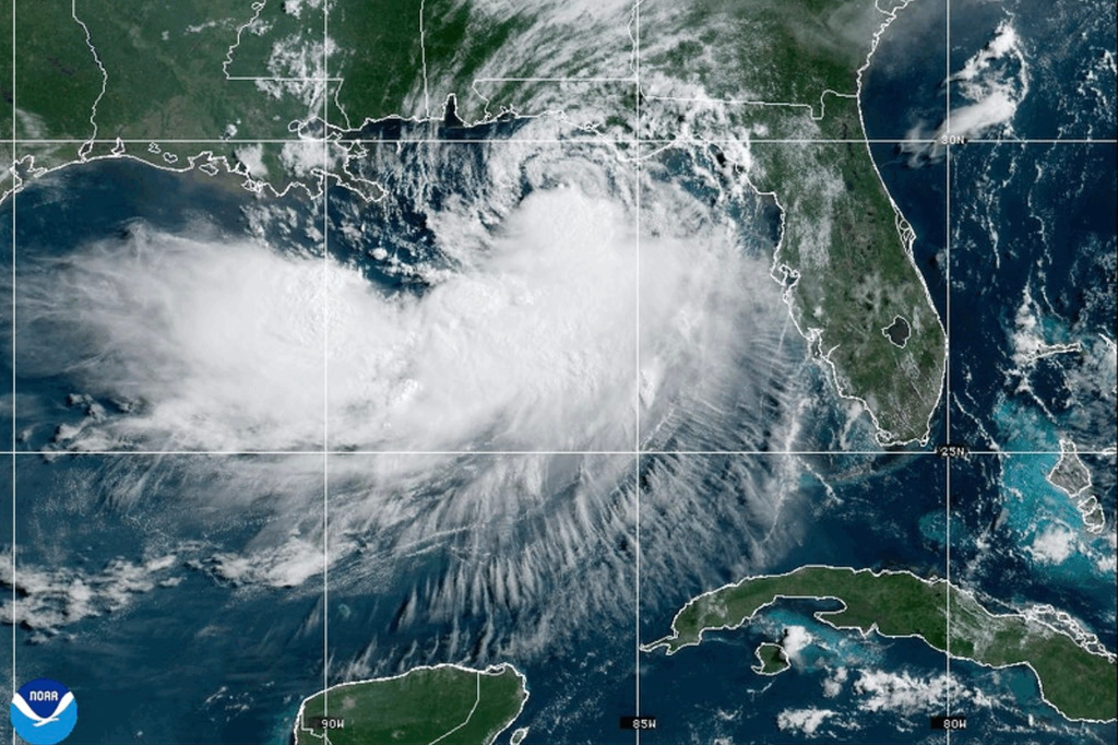 Tropical Storm Bertha moving along the Gulf of Mexico