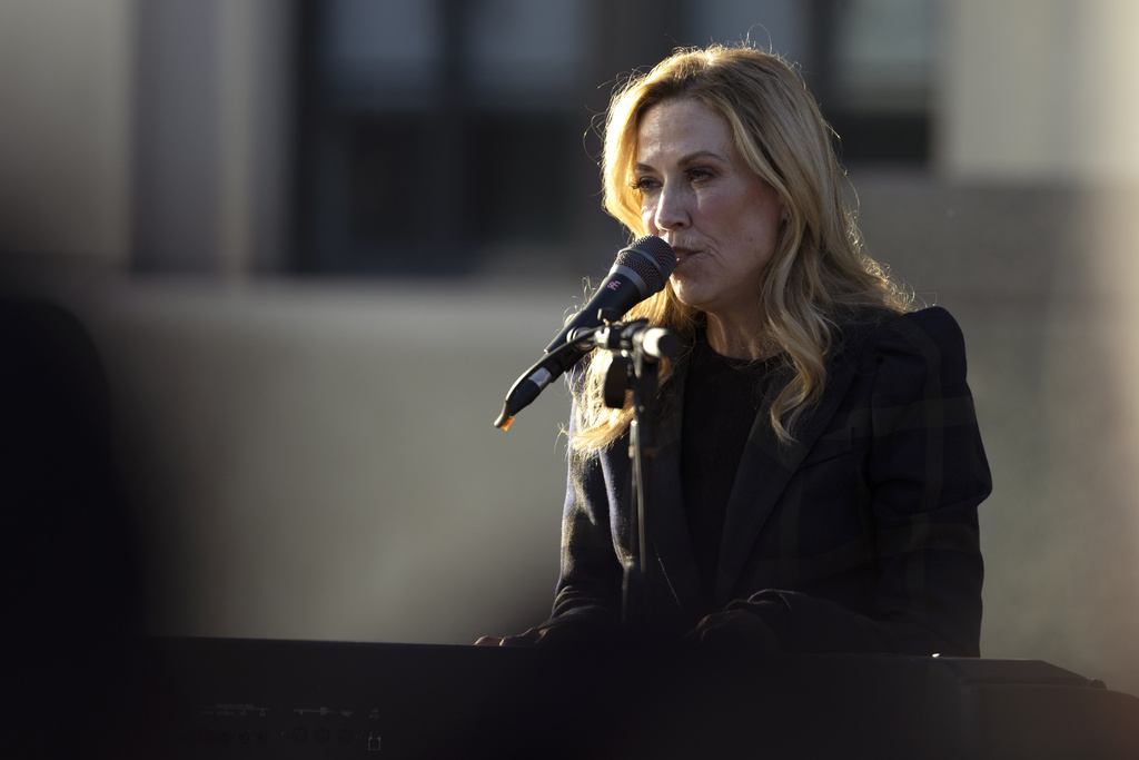 Singer Sheryl Crow performs during a vigil held for victims of The Covenant School school shooting