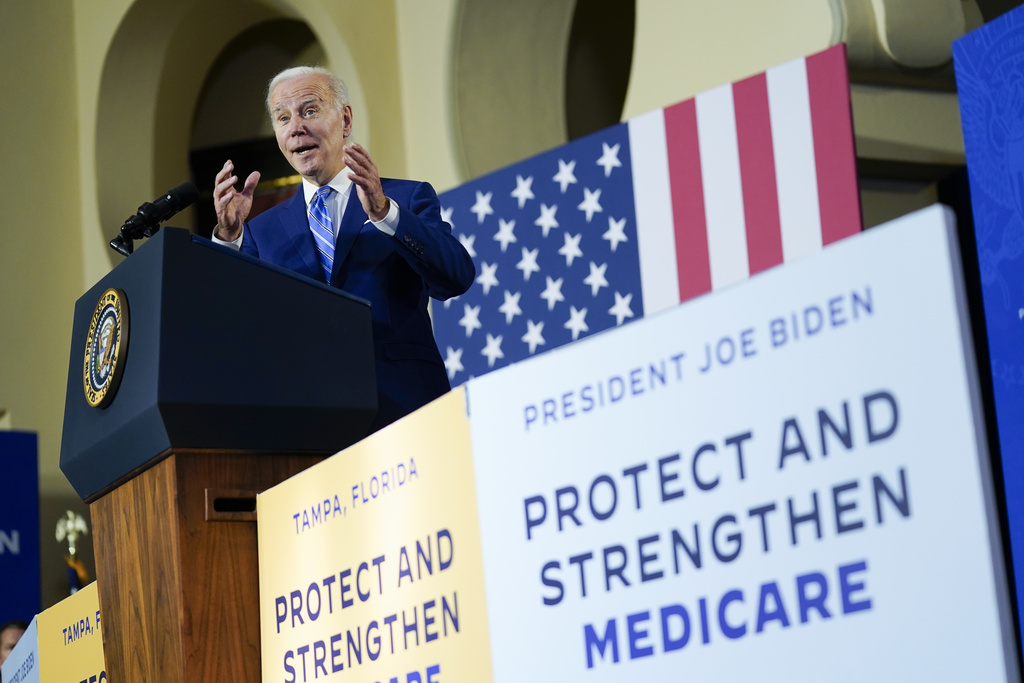 President Joe Biden speaks about his administration's plans to protect Social Security and Medicare and lower healthcare costs